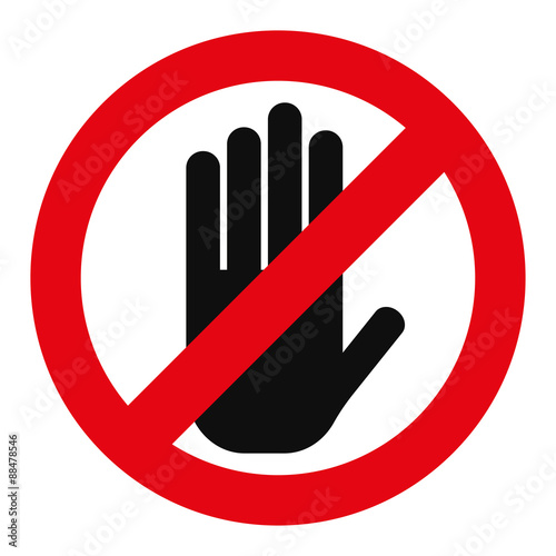 Red stop hand sign