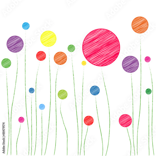Bunte Blumenwiese | Scribble Skizze Zeichnung