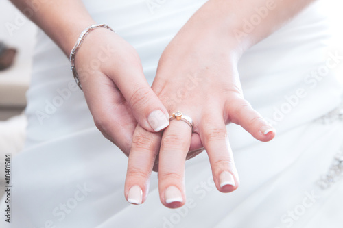 Bride s hand with the engagement ring