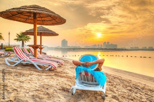 Sun holidays on the beach of Persian Gulf, United Arab Eirates