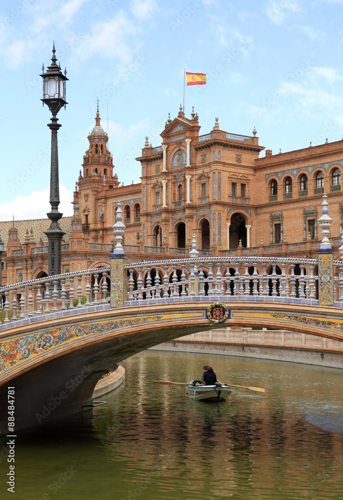 Naklejka premium Canal at the Plaza de Spana Seville Spain