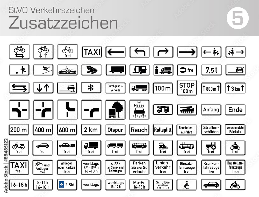 StVO Verkehrszeichen Zusatzzeichen Auto PKW LKW icon Stock Vector | Adobe  Stock
