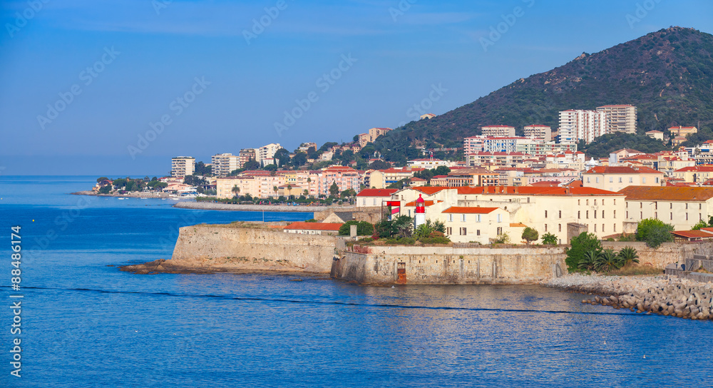 Ajaccio, coastal cityscape with ancient citadel
