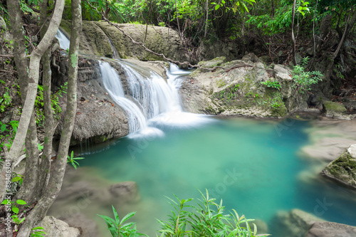 Beautiful Waterfall in Kanchanaburi (Huay Mae Kamin), Thailand