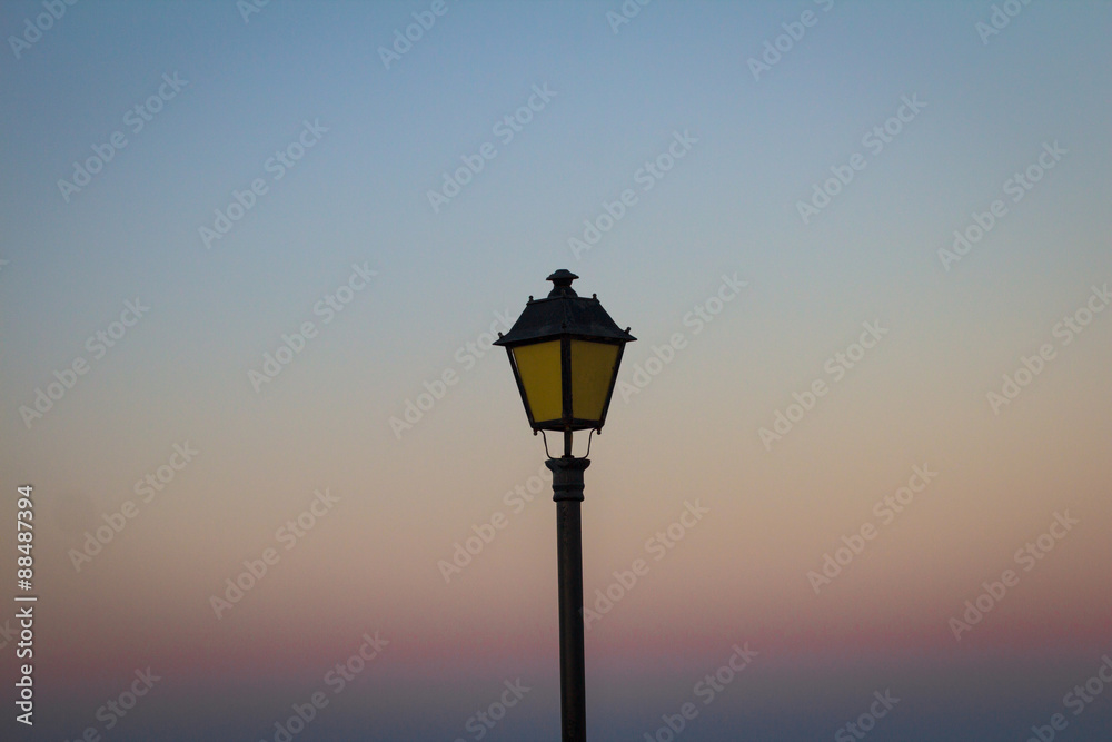 Lamp post at sunset