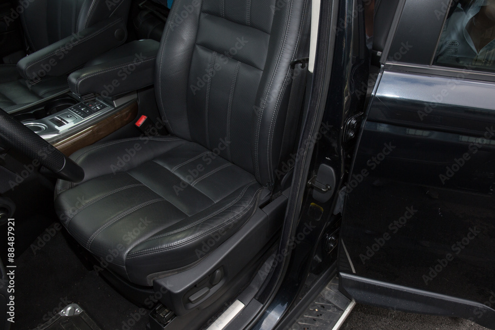 Confortable black interior of a car Confortable black interior of a car