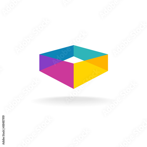 3d transparent abstract colorful perspective box logo