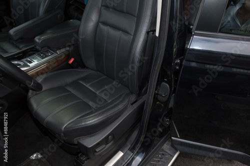 Confortable black interior of a car