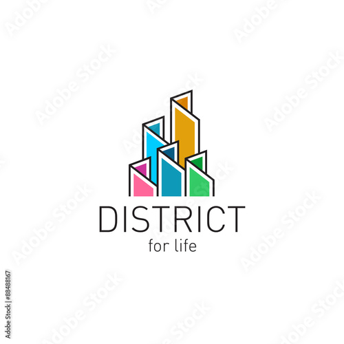 Colorful real estate buildings contour logo template