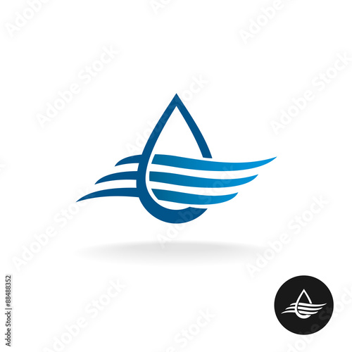 Water drop with waves elegant logo