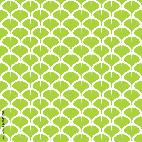 Retro Gingko Seamless Pattern Green