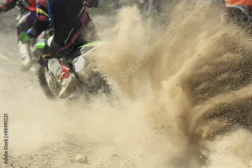 Sand debris from a motocross race