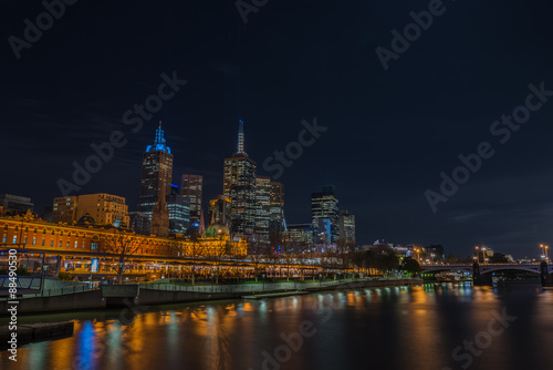 Night time, Melbourne city, Victoria, Australia.