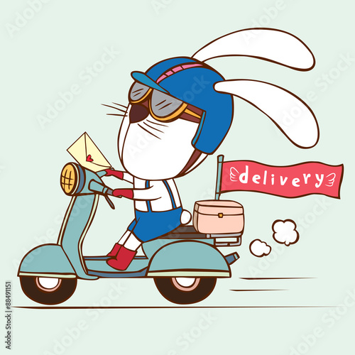 delivery rabbit / send love letter vector illustration