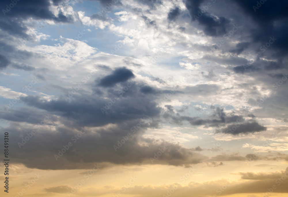 Dramatic cotton candy sky cloud texture background