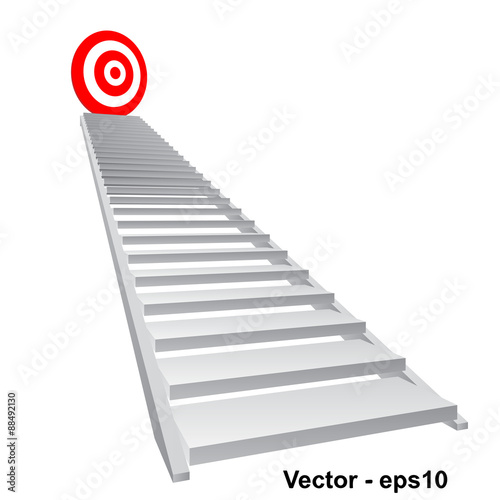 Vector conceptual red target on stair for success