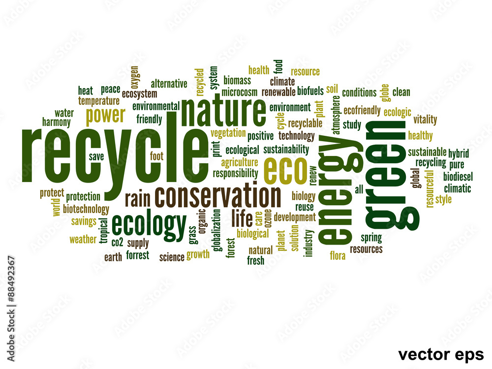 Vector conceptual ecology word cloud Vector conceptual ecology word cloud