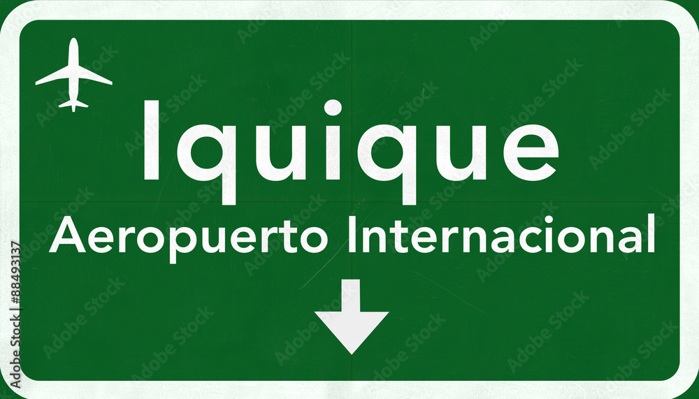 Iquique Chile International Airport Highway Sign