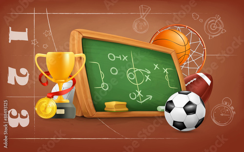 School, game and strategy, vector background