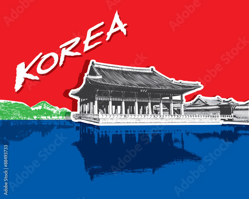 Gyeongbokgung Palace in Seoul, South Korea, vector