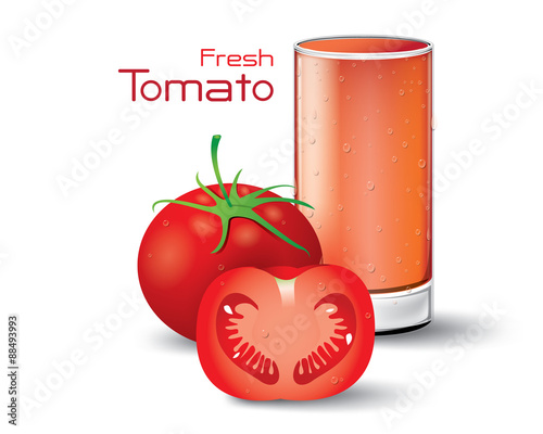 Glass of Fresh Tomato Juice. Vector