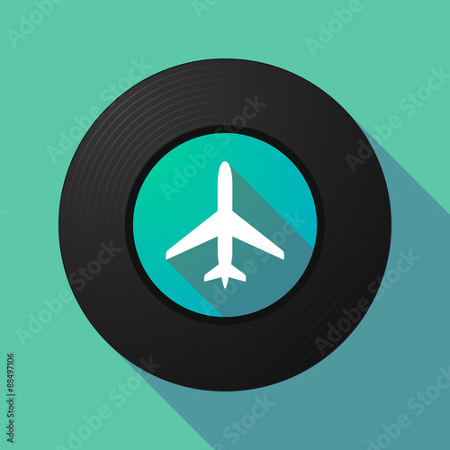 Vinyl record with a plane