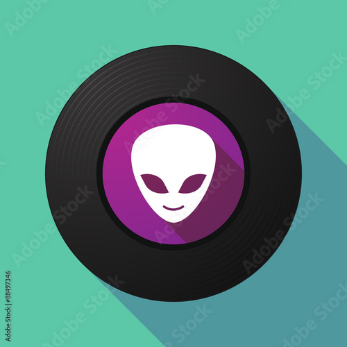 Vinyl record with an alien face