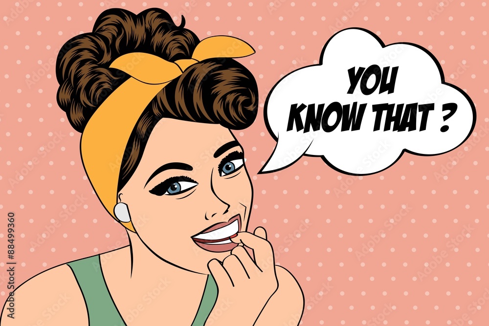 cute retro woman in comics style with message cute retro woman in comics style with message