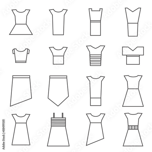 Women clothing icons set