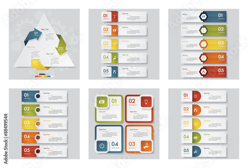 Collection of 6 design template/graphic or website layout. Vector Background.