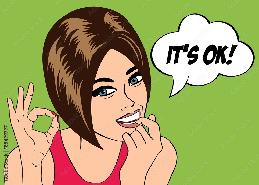 cute retro woman in comics style with message cute retro woman in comics style with message