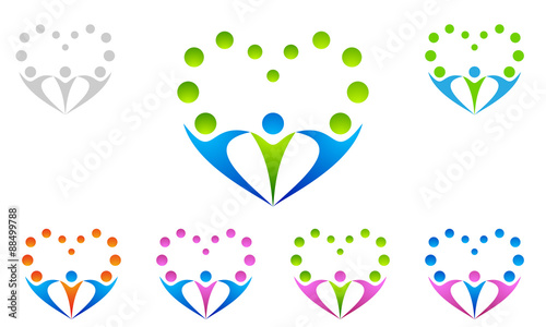 abstract, people, love, social, teamwork, success, vector, logo 
