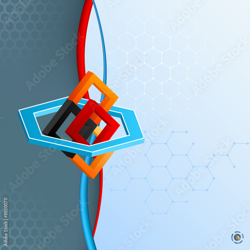 Fotografie Design template for abstract background; Three dimensions geometric arrangement