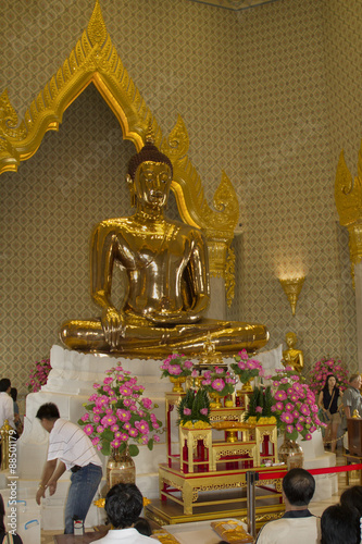 Solid gold five ton statue of the Buddha in Wat Traimit.Bangkok,Thailand