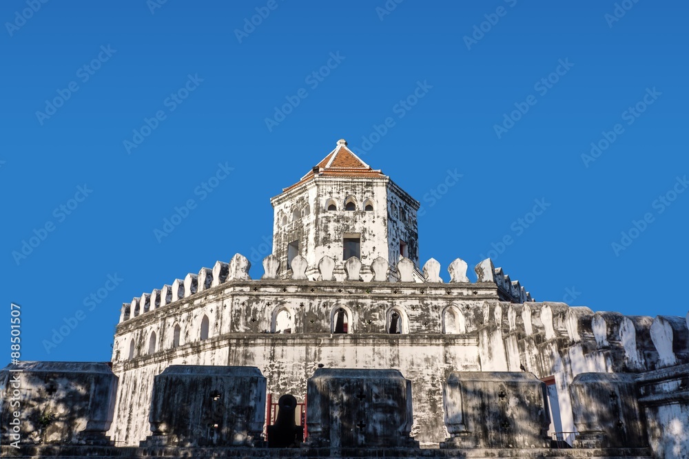 Phra Sumen Fort in Bangkok, Thailand. It is the last one of two forts at present day, that still remains from the total of 14 forts that were built in the Reign of King Rama I.