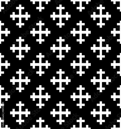 Monochrome cross seamless pattern. Black&white vector illustration