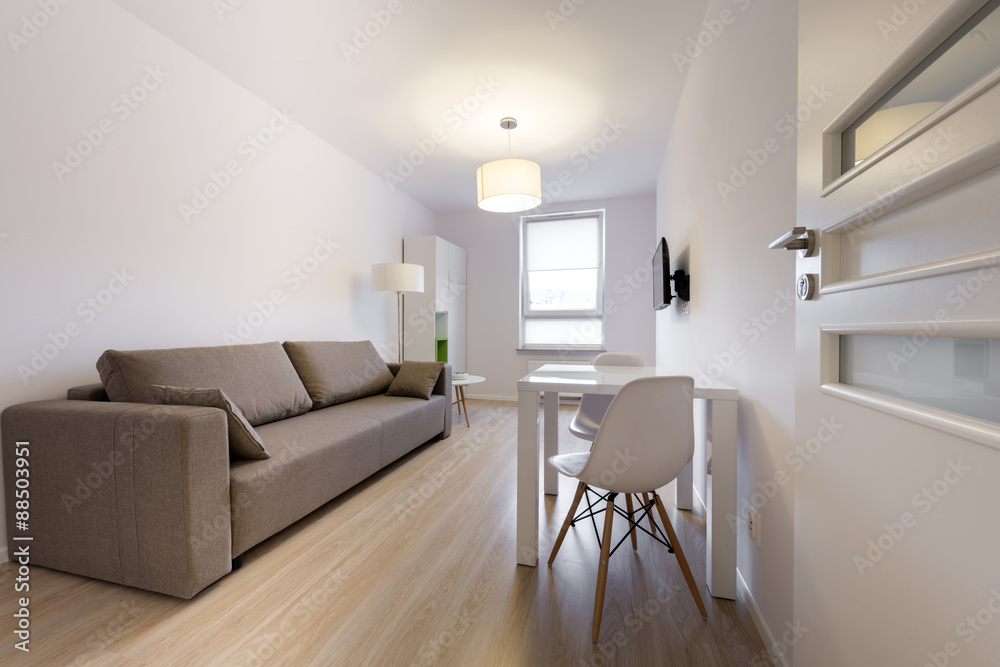 Fototapeta premium Modern sleeping room interior design in scandinavian style