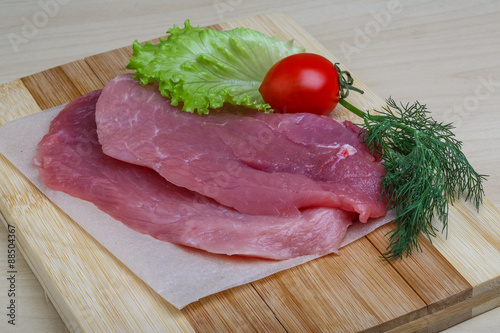 Raw pork schnitzel