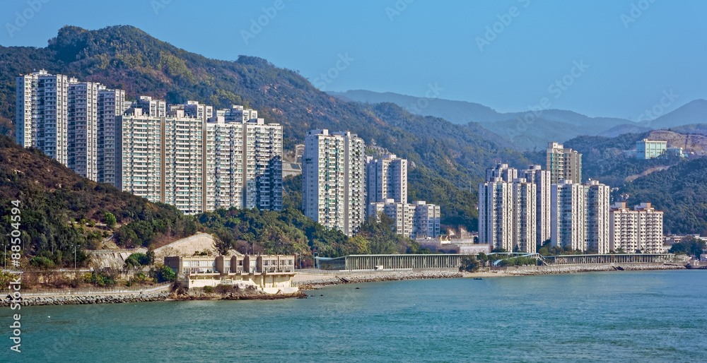 Fototapeta premium Residential apartments building in Hong Kong seafront