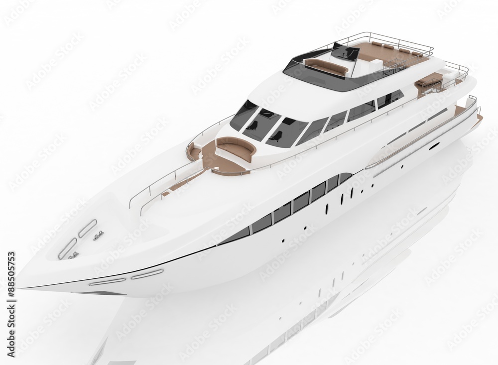 White pleasure yacht isolated on a white background White pleasure yacht isolated on a white background