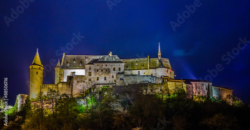 view of the famous vianden castle situated in luxemburg near border with germany. photo