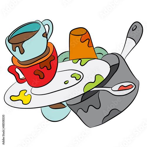 Cartoon Dirty Dishes