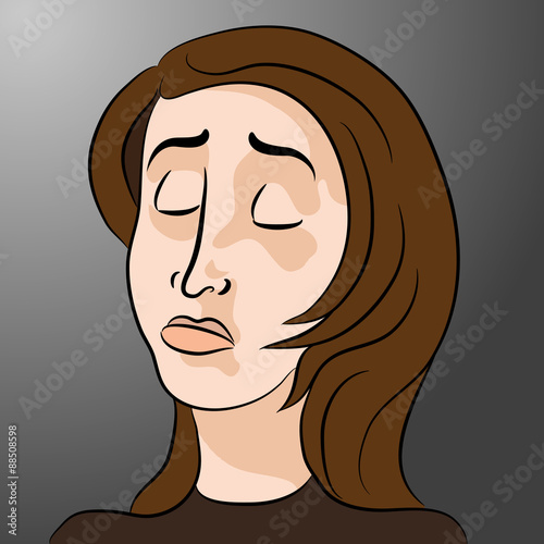 Cartoon Sad Depressed Woman