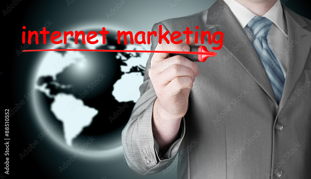 business man writing internet marketing business man writing internet marketing