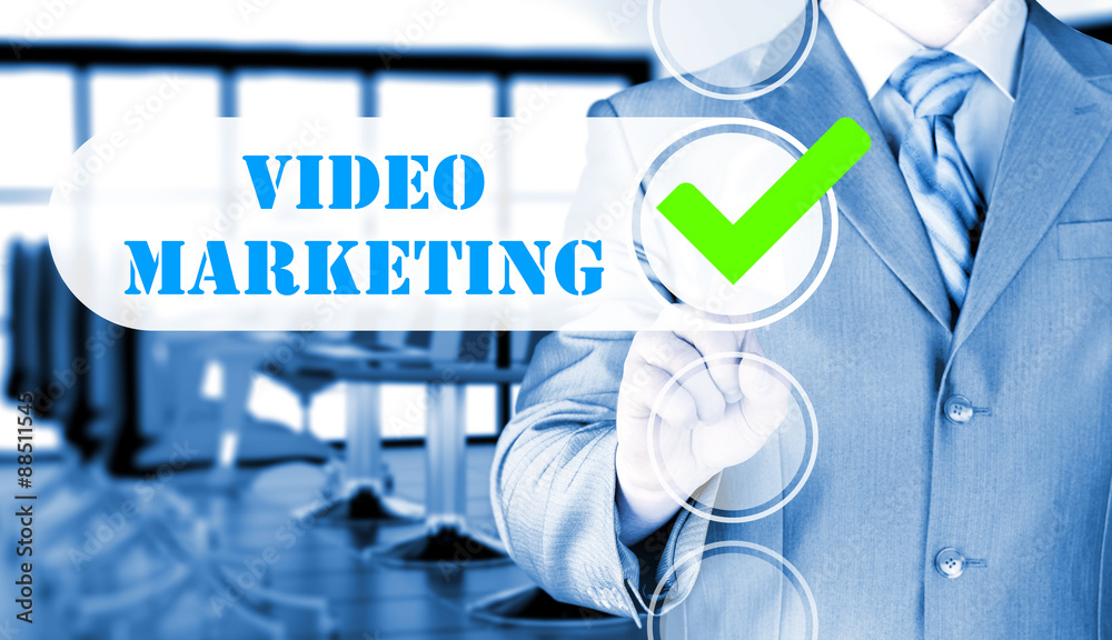 business man pressing checkbox Video Marketing