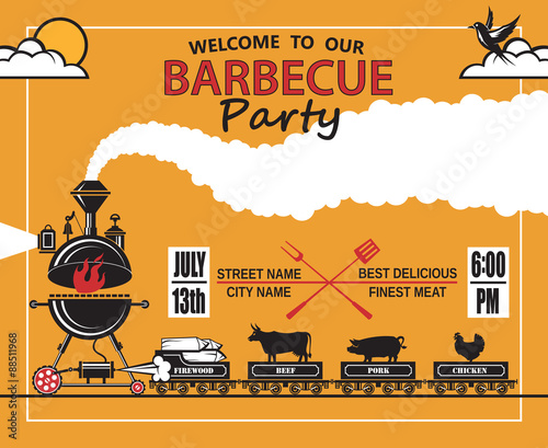 design of invitation card on barbecue party
