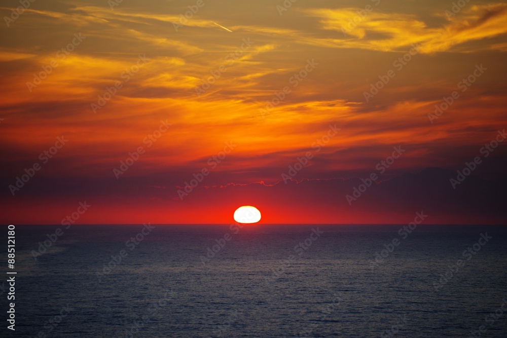 Red Sunset - Sky and Sea
