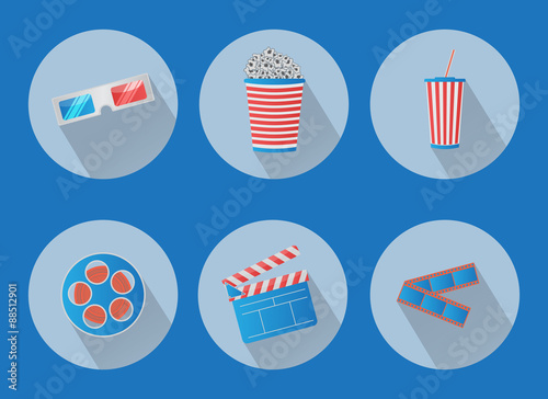 Set of flat cinema vector icons, eps 10