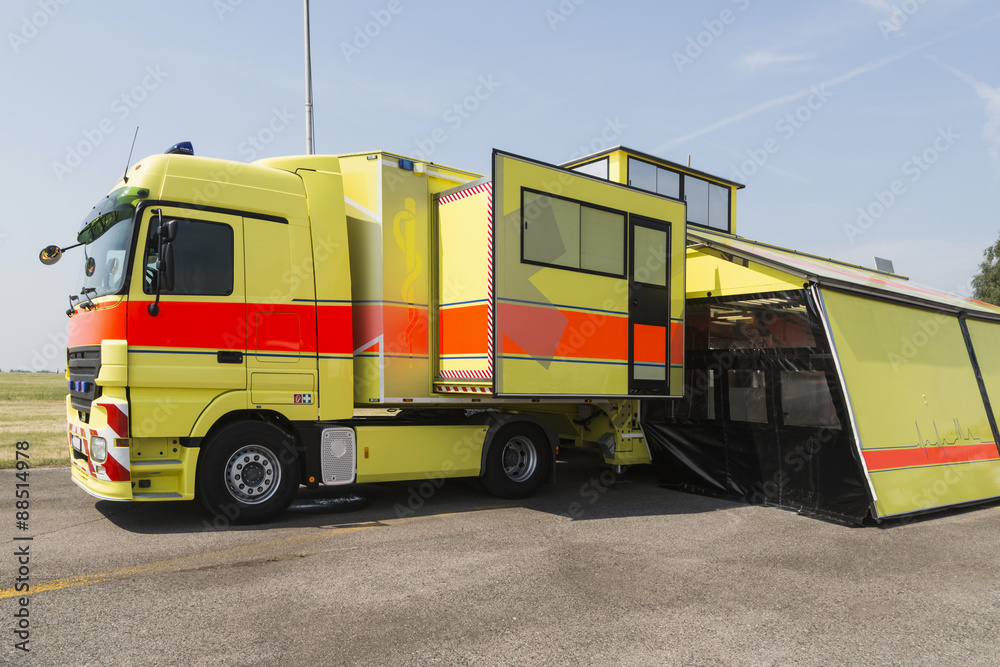 Modern ambulance car with transport operating room