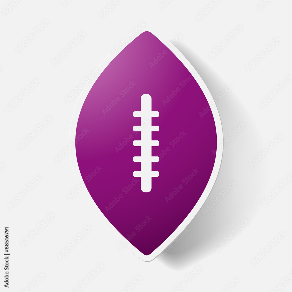 Paper clipped sticker: rugby ball